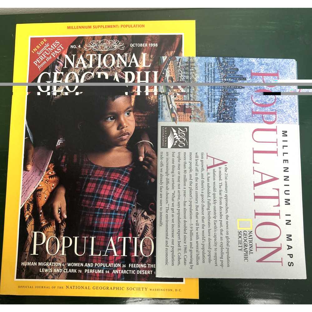 National Geographic Magazine With Map October 1998 Population Feeding the Planet